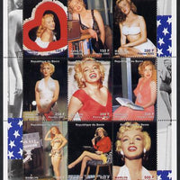 Benin 2002 Marilyn Monroe #3 perf sheetlet containing set of 9 values unmounted mint. Note this item is privately produced and is offered purely on its thematic appeal