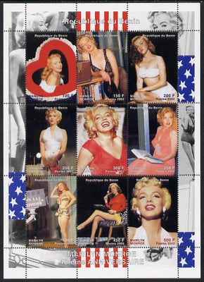 Benin 2002 Marilyn Monroe #3 perf sheetlet containing set of 9 values unmounted mint. Note this item is privately produced and is offered purely on its thematic appeal