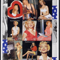 Benin 2002 Marilyn Monroe #3 imperf sheetlet containing set of 9 values unmounted mint. Note this item is privately produced and is offered purely on its thematic appeal