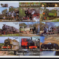 Benin 2002 Steam Locomotives perf sheetlet containing set of 9 values unmounted mint. Note this item is privately produced and is offered purely on its thematic appeal