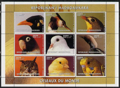 Madagascar 2000 Birds of the World perf sheetlet containing 9 values unmounted mint. Note this item is privately produced and is offered purely on its thematic appeal
