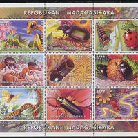 Madagascar 2000 Insects perf sheetlet containing 9 values unmounted mint. Note this item is privately produced and is offered purely on its thematic appeal