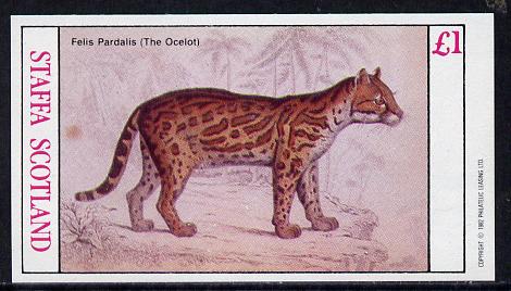 Staffa 1982 Animals (Ocelot) imperf souvenir sheet (£1 value) unmounted mint