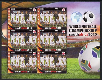Sierra Leone 2010 Football World Cup Chamipnships - the team from England in special sheet of 6 unmounted mint as SG 4729