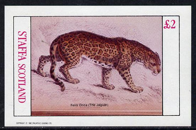 Staffa 1982 Animals (Jaguar) imperf deluxe sheet (£2 value) unmounted mint