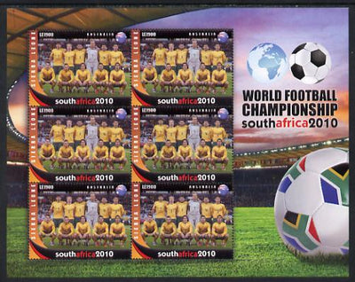Sierra Leone 2010 Football World Cup Chamipnships - the team from Australia in special sheet of 6 unmounted mint as SG 4734