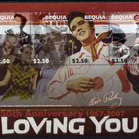 St Vincent - Bequia 2007 Elvis Presley - 50th Anniversary of Loving You perf sheetlet containing 4 values unmounted mint