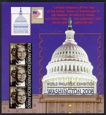 Grenada 2006 Washington Stamp Exhibition (Rosa Parks) perf sheetlet containing 3 values unmounted mint