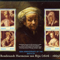 Guyana 2006 Rembrandt 400th Birth Anniversary perf sheetlet containing set of 4 values unmounted mint SG 6571-74