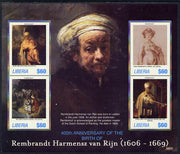 Liberia 2006 Rembrandt 400th Birth Anniversary #2 perf sheetlet containing 4 values unmounted mint