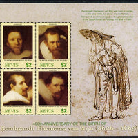 Nevis 2006 Rembrandt 400th Birth Anniversary perf sheetlet containing 4 values unmounted mint
