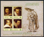 Nevis 2006 Rembrandt 400th Birth Anniversary perf sheetlet containing 4 values unmounted mint