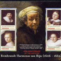 Tanzania 2006 Rembrandt 400th Birth Anniversary perf sheetlet containing 4 values unmounted mint