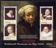 Tanzania 2006 Rembrandt 400th Birth Anniversary perf sheetlet containing 4 values unmounted mint