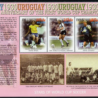 Maldive Islands 2005 Football - 75th Anniversary of First World Cup perf sheetlet containing 3 values unmounted mint. Note this item is privately produced and is offered purely on its thematic appeal