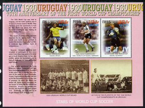 Maldive Islands 2005 Football - 75th Anniversary of First World Cup perf sheetlet containing 3 values unmounted mint. Note this item is privately produced and is offered purely on its thematic appeal