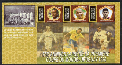 Togo 2005 Football - 75th Anniversary of First World Cup perf sheetlet containing 3 values unmounted mint. Note this item is privately produced and is offered purely on its thematic appeal