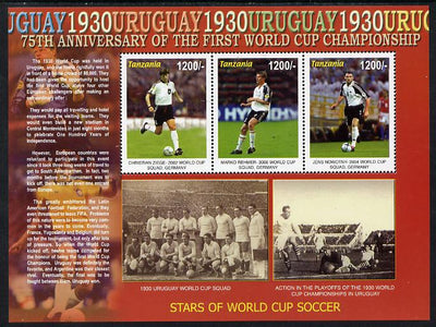 Tanzania 2005 Football - 75th Anniversary of First World Cup perf sheetlet containing 3 values unmounted mint