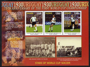 Tanzania 2005 Football - 75th Anniversary of First World Cup perf sheetlet containing 3 values unmounted mint