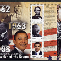 Tuvalu 2009 Barack Obama - 44th President of the United States perf sheetlet containing 6 values & 3 labels unmounted mint