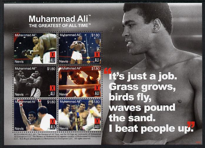 Nevis 2008 Muhammad Ali - The Greatest of All Time #1 perf sheetlet containing 6 x $1.80 values unmounted mint SG 2088-93