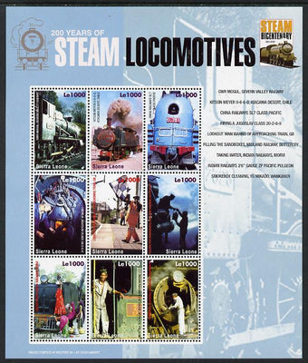 Sierra Leone 2004 200 Years of Steam Locomotives #2 perf sheetlet containing 9 values unmounted mint SG MS 4299d