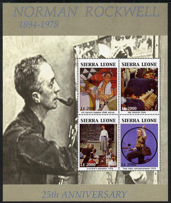 Sierra Leone 2004 25th Death Anniversary of Norman Rockwell perf sheetlet containing 4 values unmounted mint SG MS 4182