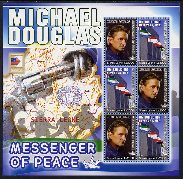 Sierra Leone 2006 Michael Douglas - UN Messenger of Peace perf sheetlet containing 6 values unmounted mint as SG 4445-46