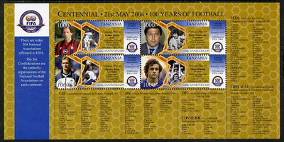 Tanzania 2004 Football - Centenary of FIFA perf sheetlet containing 4 values unmounted mint