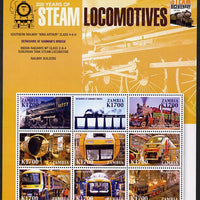 Zambia 2004 200 Years of Steam Locomotives perf sheetlet containing 9 values unmounted mint