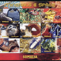 Somalia 2002 Minerals & Space perf sheetlet containing 9 values unmounted mint. Note this item is privately produced and is offered purely on its thematic appeal