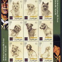 Somalia 2002 Dogs - The Terrier (With Scout Jamboree imprint)perf sheetlet containing 9 values unmounted mint. Note this item is privately produced and is offered purely on its thematic appeal