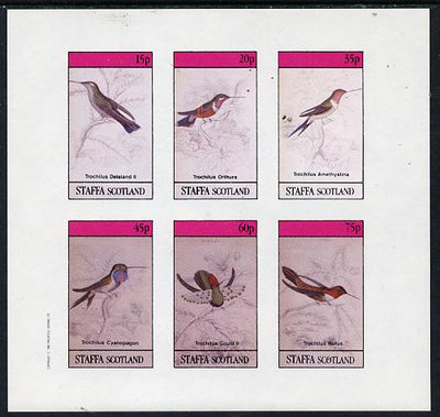 Staffa 1982 Humming Birds #05 imperf set of 6 values (15p to 75p) unmounted mint