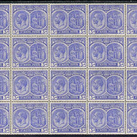 St Kitts-Nevis 1921-29 KG5 Script CA Medicinal Spring 3d ultramarine marginal block of 20 being rows 5, 6, 7 & 8 unmounted mint SG 45