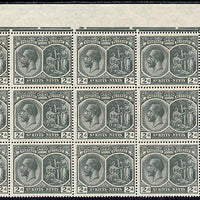 St Kitts-Nevis 1920-22 KG5 MCA Medicinal Spring 2d slate-grey marginal block of 15 Rows 1, 2 & 3 unmounted mint SG 27