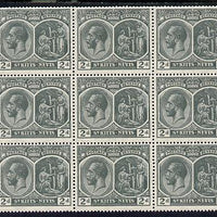 St Kitts-Nevis 1920-22 KG5 MCA Medicinal Spring 2d slate-grey marginal block of 15 Rows 7, 8 & 9 unmounted mint SG 27