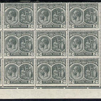 St Kitts-Nevis 1920-22 KG5 MCA Medicinal Spring 2d slate-grey marginal block of 15 Rows 10, 11 & 12 without plate nos unmounted mint SG 27