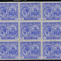 St Kitts-Nevis 1920-22 KG5 MCA Columbus 2.5d ultramarine marginal block of 15 Rows 4, 5 & 6 unmounted mint SG 28