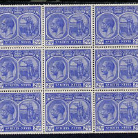 St Kitts-Nevis 1920-22 KG5 MCA Columbus 2.5d ultramarine marginal block of 15 Rows 7, 8 & 9 unmounted mint SG 28