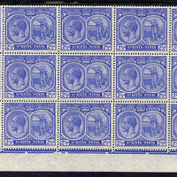 St Kitts-Nevis 1920-22 KG5 MCA Columbus 2.5d ultramarine marginal block of 15 Rows 10, 11 & 12 without plate nos unmounted mint SG 28