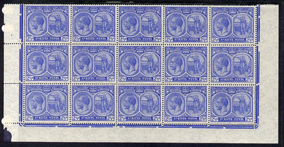 St Kitts-Nevis 1920-22 KG5 MCA Columbus 2.5d ultramarine marginal block of 15 Rows 10, 11 & 12 without plate nos unmounted mint SG 28