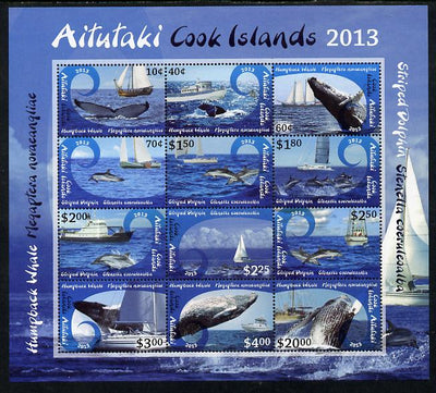 Cook Islands - Aitutaki 2013 Whales & Ships definitive perf sheetlet containing set of 12 values unmounted mint