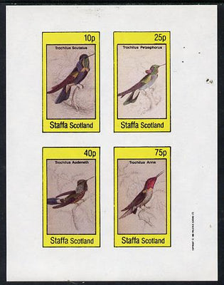 Staffa 1982 Humming Birds #06 imperf,set of 4 values (10p to 75p) unmounted mint