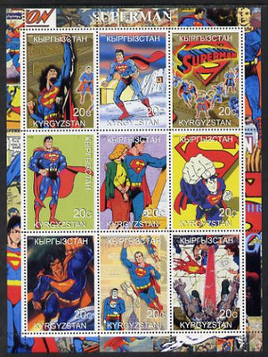 Kyrgyzstan 2000 Superman perf sheetlet containing 9 values unmounted mint