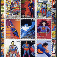 Tadjikistan 2000 Superman perf sheetlet containing 9 values unmounted mint