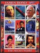 Congo 2001 James Bond - The Secret World #3 perf sheetlet containing 9 values unmounted mint