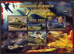 Madagascar 2014 70th Anniversary of Battle of Koursk perf sheetlet containing 3 values unmounted mint