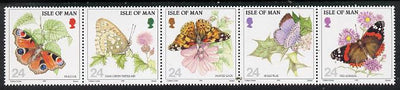 Isle of Man 1993 Butterflies strip of 5 unmounted mint SG 573a