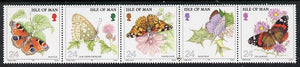 Isle of Man 1993 Butterflies strip of 5 unmounted mint SG 573a