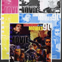 Turkmenistan 2002 Legendary Movies of the '90's - Terminator 2, large sheetlet containing 2 values - the set of 5 imperf progressive proofs comprising the 4 individual colours plus all 4-colour composite, unmounted mint
